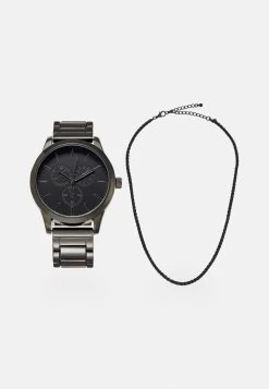 Promos Pier One SET – Montre Montres Et Bijoux Couleur Unie Homme