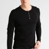 Pier One Qualité Excellente T-shirt à Manches Longues T-shirts Col Tunisien Homme